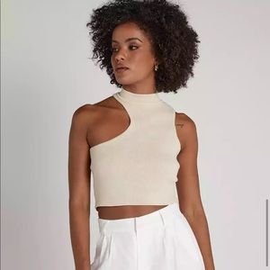 Asymmetric turtle neck tank